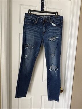 American Eagle Outfitters Dark Blue Ripped Skinny Jeans
